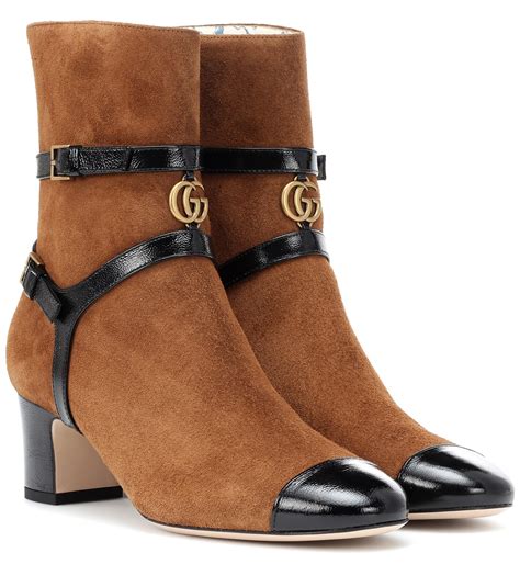 gucci brown ankle boots|Gucci boots embellished.